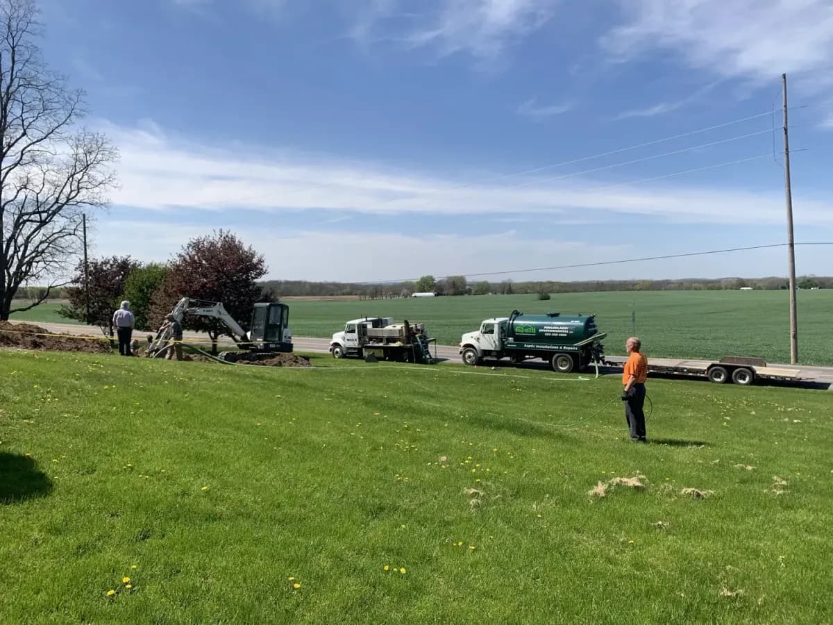 Pump truck operator at work